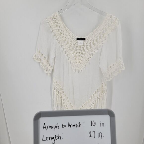 Vivid Importers of NY Top Women's Small Crochet Fringe Boho Cover-up - Picture 10 of 10